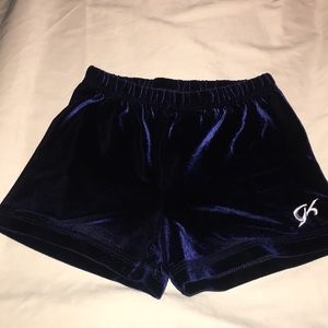 EUC*Girls velour gymnastics shorts.